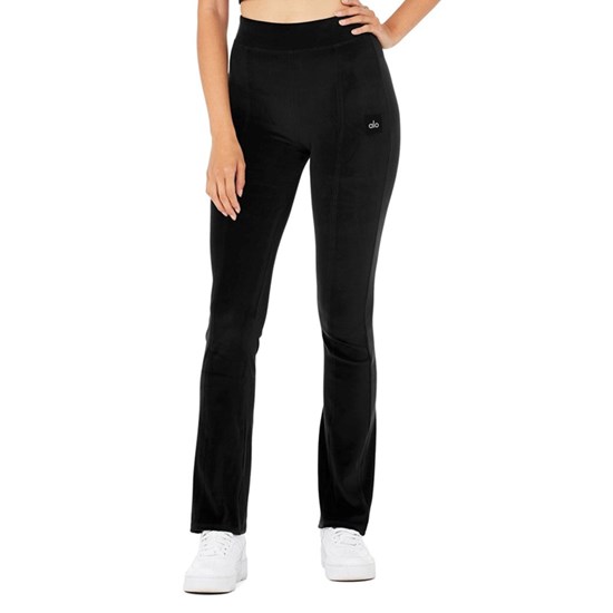 Leggins Alo Yoga Velour Flare Mujer Negros | 3280RAOHS