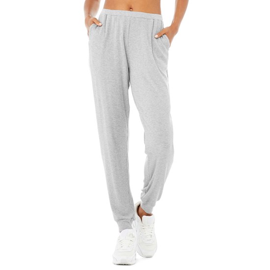 Pantalones Alo Yoga High-Cintura Ribbed Whisper Mujer Grises | 0419UIJVK