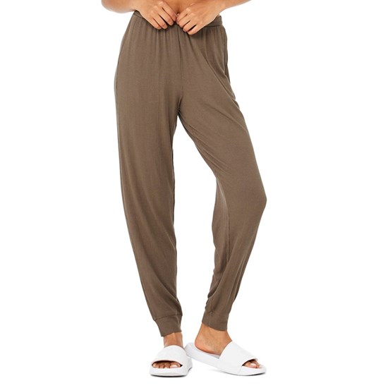 Pantalones Alo Yoga High-Cintura Ribbed Whisper Mujer Marrom | 0834JUWAZ