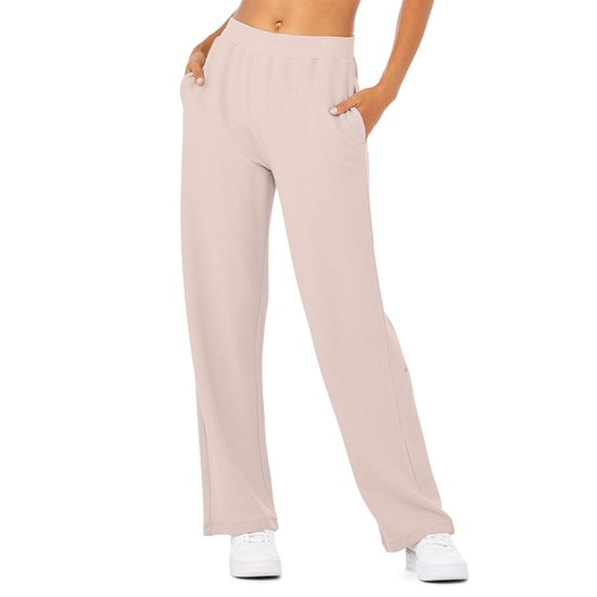 Pantalones Alo Yoga Micro Waffle High-Cintura Pleasant Anchos Leg Mujer Rosas | 0793CHWES