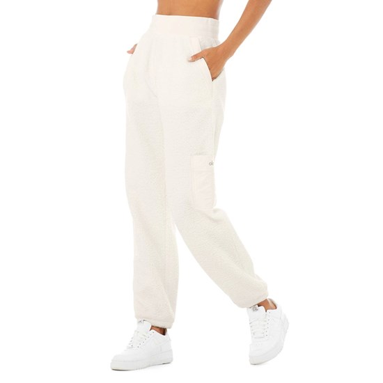 Pantalones Deportivos Alo Yoga Micro Sherpa High-Cintura Solstice Mujer Blancos | 2804BRAIN