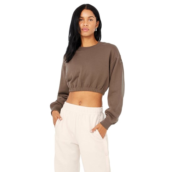 Pullover Alo Yoga Devotion Crew Neck Mujer Marrom | 1536ABSLW