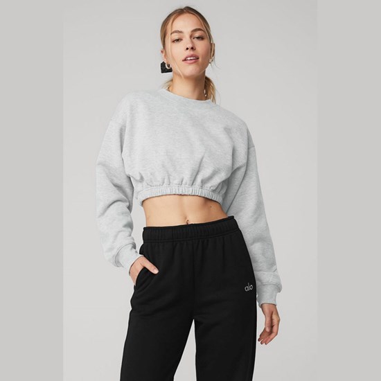 Pullover Alo Yoga Devotion Crew Neck Mujer Grises | 4152ADKJW