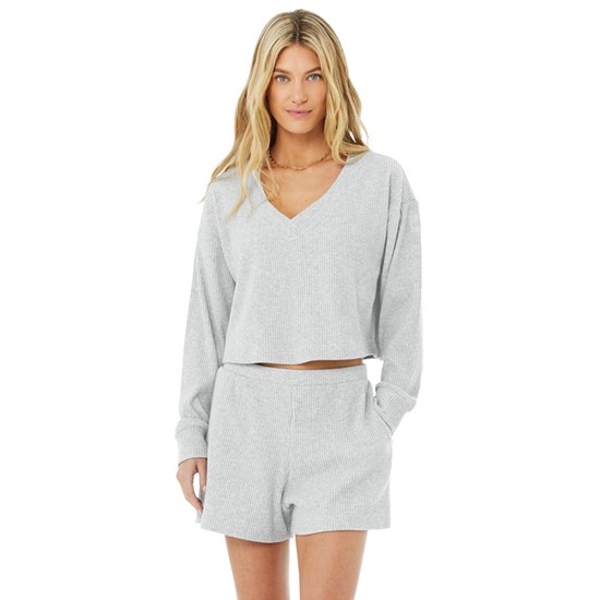 Pullover Alo Yoga Muse V-Neck Mujer Grises | 6190WDUVF