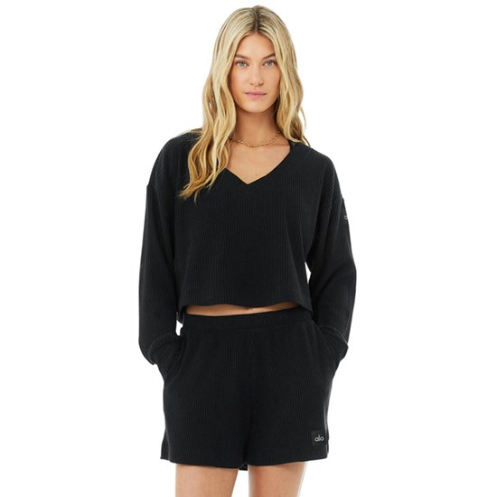 Pullover Alo Yoga Muse V-Neck Mujer Negros | 1820DCSIX