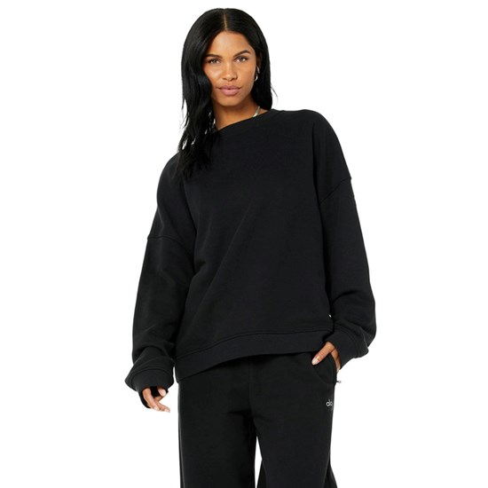 Pullover Alo Yoga Renown Crew Neck Mujer Negros | 1027ZJMUB