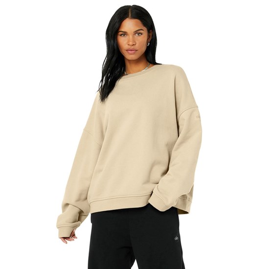 Pullover Alo Yoga Renown Crew Neck Mujer Beige | 5468PORXJ