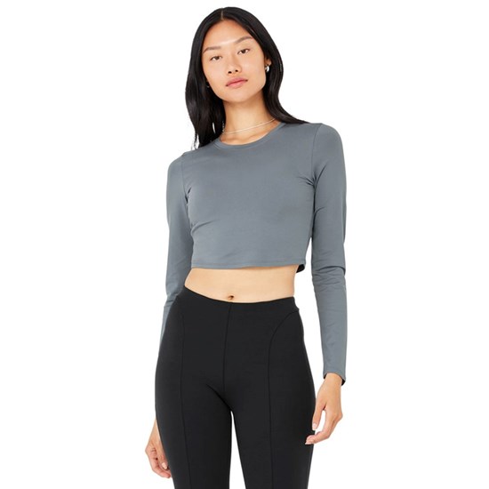 Ropa Alo Yoga Alosoft Crop Finesse Long Sleeve Mujer Azules | 6215EYVJX