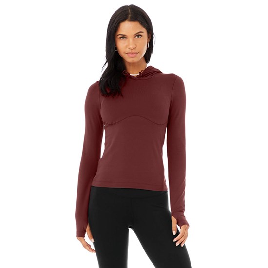 Ropa Alo Yoga Alosoft Encapuchado Runner Long Sleeve Mujer Rojos | 4328UMBZV