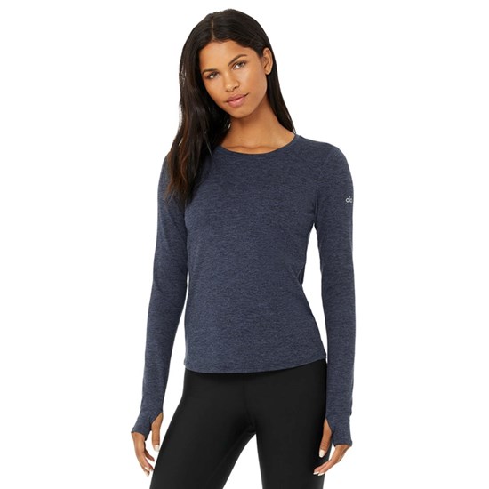 Ropa Alo Yoga Alosoft Finesse Long Sleeve Mujer Azules | 9751BGQRS