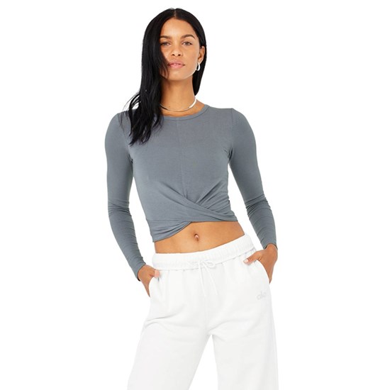 Ropa Alo Yoga Cover Long Sleeve Mujer Azules | 2901JNOWS