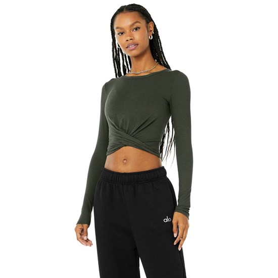 Ropa Alo Yoga Cover Long Sleeve Mujer Verdes | 3547IPZTO