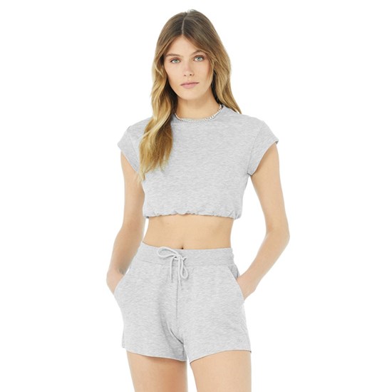 Ropa Alo Yoga Dreamy Crop Corta Sleeve Mujer Grises | 1734QMWAT