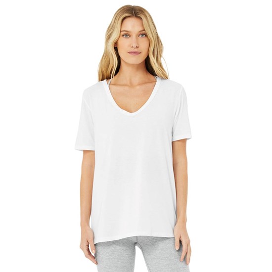 Ropa Alo Yoga Motion Corta Sleeve Mujer Blancos | 0375LURBK