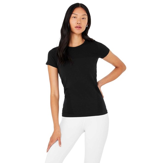 Ropa Alo Yoga Seamless Essential Corta Sleeve Mujer Negros | 1345GXYVC