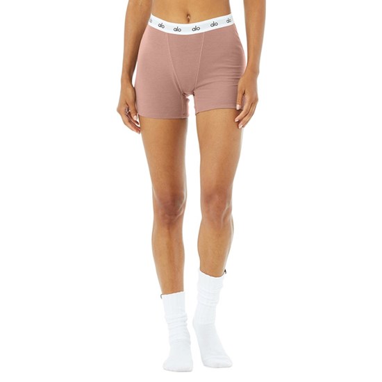 Ropa Interior Alo Yoga Icon Ribbed Boyshort Mujer Marrom | 8193AZUHG