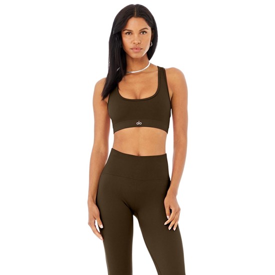 Sujetadores Deportivos Alo Yoga Seamless Ribbed Mujer Marrom | 1378IATBD