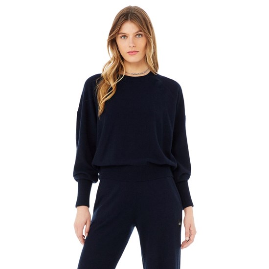 Sweatshirt Alo Yoga Cashmere Jet Set Crew Mujer Azules | 3962SPCGI