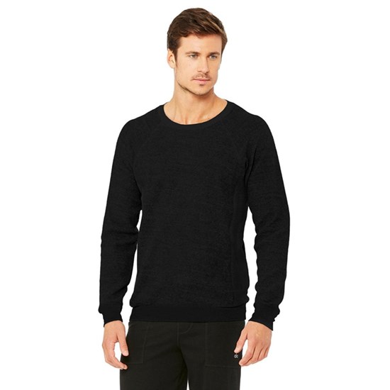 Sweatshirt Alo Yoga Triumph Crew Neck Long Sleeve Hombre Negros | 2408WTZBH