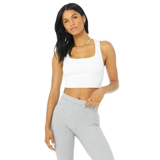 Tank Top Alo Yoga Alosoft Ribbed Chic Mujer Blancos | 3069PNVGD