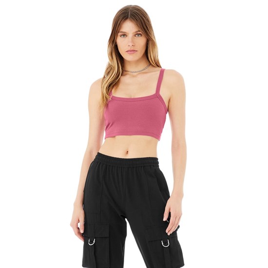 Tank Top Alo Yoga Ribbed Crop Whisper Mujer Rosas | 2984ENCFB