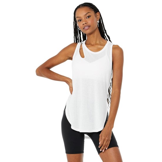 Tank Top Alo Yoga Ribbed Peak Mujer Blancos | 3460OSIDY