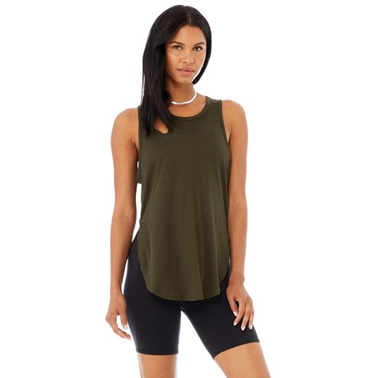 Tank Top Alo Yoga Ribbed Peak Mujer Verdes | 3768IHOJS